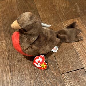 Ty Plush Bird with Red and Brown Colors